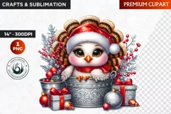 Christmas animal Clipart, Baby Turkey sublimation,Turkey PNG Product Image 1