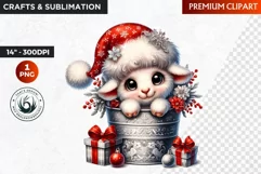 Sheep clipart, Christmas Clipart, Baby Sheep, bucket Product Image 1