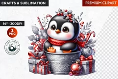 Penguin clipart, Christmas Clipart, Baby Penguin, bucket Product Image 1