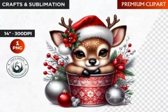 Christmas animal Clipart, Baby Reindeer sublimation,deer PNG Product Image 1
