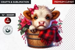 christmas clipart, highland cow clipart, winter clipart,calf Product Image 1