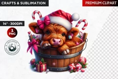 christmas clipart, highland cow clipart, winter clipart,calf Product Image 1