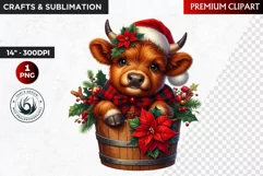 Christmas clipart, highland cow clipart, winter clipart,calf Product Image 1