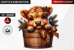 christmas clipart, highland cow clipart, winter clipart,calf Product Image 1