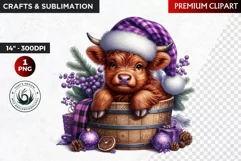 Christmas clipart, highland cow clipart, winter clipart,calf Product Image 1
