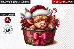Christmas clipart, highland cow clipart, winter clipart,calf Product Image 1