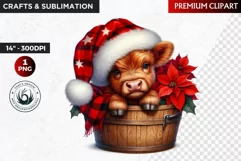 Christmas clipart, highland cow clipart, winter clipart,calf Product Image 1