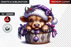 christmas clipart, highland cow clipart, winter clipart,calf Product Image 1