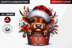 Christmas clipart, highland cow clipart, winter clipart,calf Product Image 1