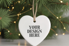 Christmas Love Heart Ornament Mockup | Holiday Hanging Product Image 1
