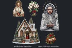 Traditional Christmas Clipart PNG Bundle, xmas sublimation Product Image 3