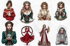 Traditional Christmas Clipart PNG Bundle, xmas sublimation Product Image 9