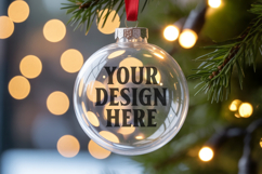 Christmas Acrylic Ornament Mockups | Round Clear Acrylic Orn Product Image 1