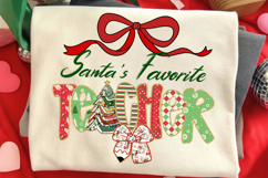 Santa&#039;s Favorite Teacher Png, Preppy Christmas Teacher Png Product Image 3