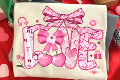 Valentines Day Love PNG with Bow Heart, Preppy Valentine Png Product Image 1