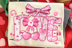 Valentines Day Love PNG with Bow Heart, Preppy Valentine Png Product Image 1