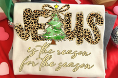 Coquette Leopard Christmas Jesus Png, Christian png Product Image 1
