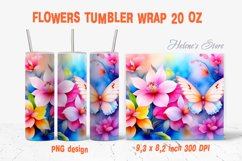 Butterfly flowers tumbler |Tumbler sublimation wrap| Spring Product Image 1
