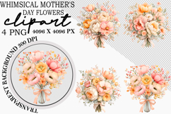 Whimsical Mother's Day Flowers Clipart Watercolor png Product Image 1