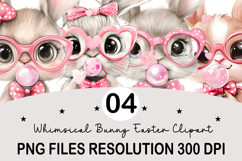 Whimsical Bunny Easter Clipart, Watercolor Easter Bunny PNG Product Image 1