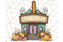 Fall Town Building Clipart PNG, Autumn Home Decor Scenes Product Image 4