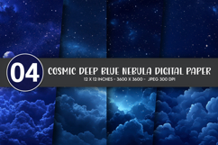 Cosmic Deep Blue Nebula Digital Paper Product Image 1