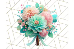 Pastel Flower Bouquet PNG Clipart, Elegant Floral Art Product Image 4