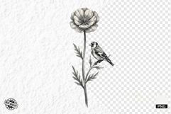 Summer Wildflowers &amp; Songbird Clipart Product Image 1