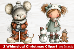 2 Whimsical Christmas Clipart | Cute Holiday PNG Set Product Image 1