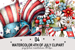Watercolor 4th Of July Clipart png Watercolor png Product Image 1