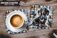 Cozy Dog Coaster, Buffalo Plaid Square Coaster PNG Product Image 1