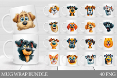 Cute Dog Mug Bundle. Funny Dog Mug Wrap Design Product Image 1