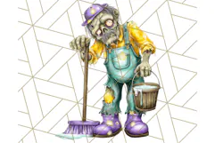 Bold Zombie Clipart PNG, Creepy Halloween Clip Art Product Image 4