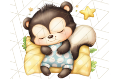 Sleeping Baby Animals PNG, Cozy Pajama Bedtime Clipart Png Product Image 4