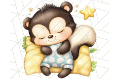 Sleeping Baby Animals PNG, Cozy Pajama Bedtime Clipart Png Product Image 4