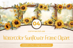 Sunflower Frame Clipart PNG Product Image 1