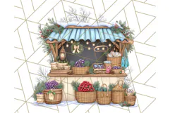 Cozy Christmas Market Stall Clipart PNG, Holiday Art Png Product Image 4