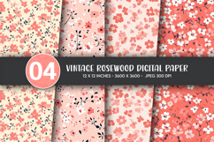 Vintage Rosewood Digital Paper Product Image 1