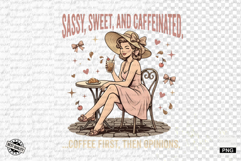 Coquette Summer Girl &amp; Coffee PNG Product Image 1