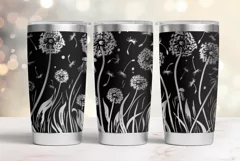 20oz Tumbler laser svg wrap| Floral Dandelions pattern Product Image 1