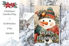 Cartoon Christmas Snowman Garden Flag PNG Product Image 1