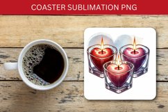 valentine square coaster - heart candle Product Image 1