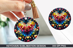Flower Keychain Sublimation - Spring Keychain PNG Design Product Image 1