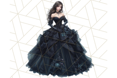 Victorian Gothic Wedding Dress PNG, Dark Bridal Clipart Product Image 4