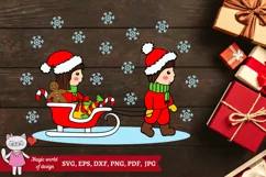 Winter sled snow kids clipart svg, kids sledding Product Image 4