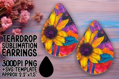 Teardrop Earring Design - Vibrant Floral Sublimation Product Image 1