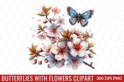Butterflies With Flowers Clipart Product Image 1