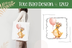 Watercolor Duck Illustration, Cartoon Duck Tote Bag Design Product Image 1