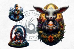 Fantasy Easter clipart Set, Easter bunny, Easter eggs Product Image 9