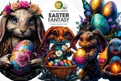 Fantasy Easter clipart Set, Easter bunny, Easter eggs Product Image 1